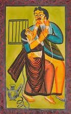 Listing image for Bhadra Lok Bengali Folk Painting on Paper Wall Art Collectibles