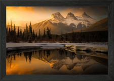 Listing image for Three Sisters Mountain Reflection Framed Wall Art Poster Canvas Print Picture