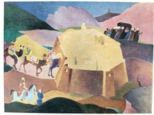 Listing image for Vintage USSR Art Print 1984 Khalikov Funeral of Ferdowsi Persian Shahnameh Scene