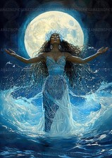 Listing image for Hina Polynesian Moon Goddess Ocean Fantasy Mythology Art Print Wall Decor AJ40