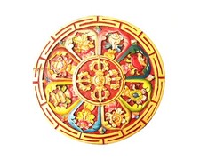 Listing image for Eight Auspicious Buddhist Symbols Hand Carved Wood Wall Art Spiritual Decor Nepa