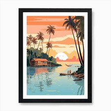 Listing image for Pacific Islands 1 Travel Illustrati Framed Wall Art Poster Canvas Print Picture