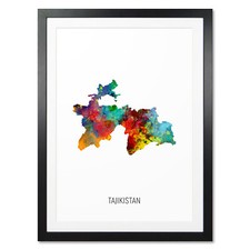 Listing image for Tajikistan Map, Poster, Canvas or Framed Print, watercolour painting 10952