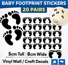 Listing image for Baby Footprint Stickers Vinyl Decals Sheet – 20 Pairs – Nursery Wall Art Craft