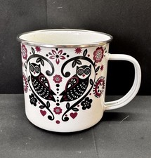 Listing image for Folklore Enamel Mug by Nina Jarema for Wild & Wolf - Owl & Floral Design Gd Cond
