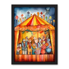 Listing image for Puppet Theatre Stage Show Applause Modern Folk Art Framed Print Wall Art 18X24