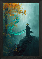 Listing image for Samurai Spirit in Autumn Mist Framed Wall Art Poster Canvas Print Picture