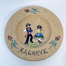 Listing image for Vintage Portuguese Cork Plate Algarve Folk Art Hand Painted Decor 26cm Portugal