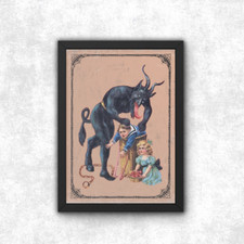 Listing image for Krampus, A3, A4, A5 Print Poster, Retro Vintage Style Christmas Home Decor Art