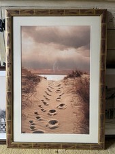 Listing image for Footprints in the Sand Framed Print – Beach Path Nautical Wall Art