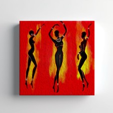 Listing image for African Dancing Women Ethnic Canvas Print Wall Art, Home Decor Wall Hanging