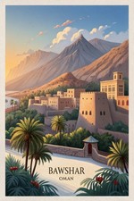 Listing image for Breathtaking Bawshar Oman Travel Poster - Exotic Middle East Art Print A1-A4 Pos