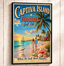 Listing image for Captiva Island Florida Travel Poster Vintage Beach Wall Art Coastal Decor Gulf C
