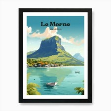 Listing image for Le Morne Mauritius Lakeview Travel Framed Wall Art Poster Canvas Print Picture