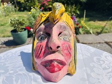 Listing image for Vintage Mexican Folk Art Guerrero Nahua Mask Tribal Hand Carved & Painted