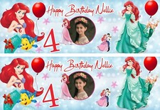 Listing image for Personalised Little Mermaid Birthday Banner Paper Wall Art Large 840mm Flounder