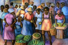 Listing image for Fruit Market Isle of Trinidad Marcelio Art Print Poster Wall Decor Unframed Time