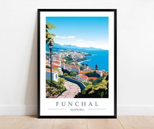 Listing image for Funchal Madeira Travel Poster - Portugal, illustration, Wall Artwork Gift