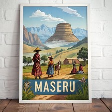 Listing image for Captivating Maseru Lesotho Travel Poster - Basotho Hat Iconic Landmark Art Print