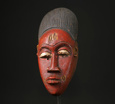 Listing image for African Tribal Red Wood Mask Hand Carved Wall Art Collectible-9725
