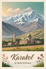 Listing image for Captivating Karakol Kyrgyzstan Travel Poster - Scenic Mountain City Art Print A1
