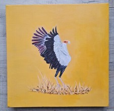 Listing image for Secretary Bird. African Wildlife Art. Affordable art. 12x 12 inches, Box Canvas