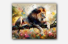 Listing image for Fancy African Lion Picture art splashes of paint #4 Reprint