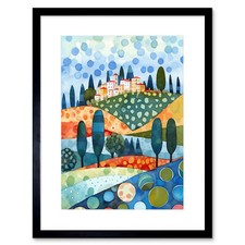 Listing image for Italian Abstract Landscape Modern Folk Art Framed Wall Art Print Picture 9X7 In
