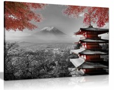 Listing image for Japanese Temple In Autumn Black White Red Canvas Wall Art Picture Print