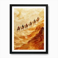 Listing image for Camel Ride In The Desert 6 Art Prin Framed Wall Art Poster Canvas Print Picture