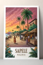 Listing image for Vibrant Sapele Nigeria Travel Poster - Authentic African Cityscape Art Print A1