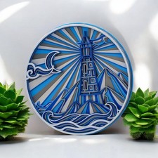 Listing image for Lighthouse Stormy Wall Art Coastal Nautical Decor 3D Sign Ocean Seascape Plaque
