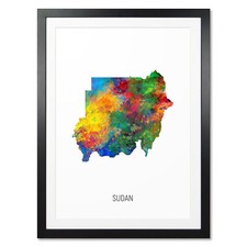 Listing image for Sudan Map, Poster, Canvas or Framed Print, watercolour painting 10944