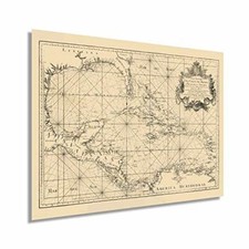 Listing image for 1755 Caribbean Map - Old Caribbean Wall Map - History Map of Caribbean Poster