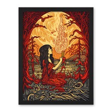 Listing image for Red Witch Concept Art Fire Priestess Art Nouveau Framed Wall Art Print 18X24