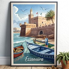 Listing image for Essaouira Morocco Travel Poster - Vibrant Cultural Art Print 4096x