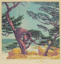 Listing image for Gustave Baumann Pacific Shore Line Art Print Coastal Landscape Decor