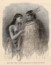 Listing image for Maori Chief Heki and Wife New Zealand 1885 Antique Engraving Print