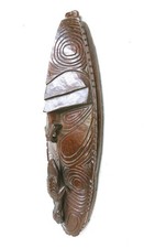Listing image for Vintage Pacific Islands tribal art Face Mask Hand Carved Wood Papua New Guinea