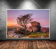 Listing image for Dartmoor Prints | Hawthorn Tree Wall Art at Haytor Rocks - Home Decor Gifts