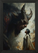Listing image for meeting of the jinn Framed Wall Art Poster Canvas Print Picture