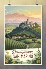 Listing image for Vintage Domagnano San Marino Travel Poster - Tranquil Countryside Art Print A1-A