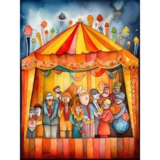Listing image for Puppet Theatre Stage Show Applause Modern Folk Art Huge Wall Art Poster Print