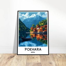 Listing image for Pokhara Travel Print Poster Nepalese Art Print Nepal Lover Gift