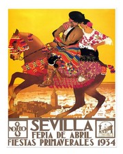 Listing image for Vibrant Spanish Festival Wall Art Poster - Sevilla 1934 Fine Art Print