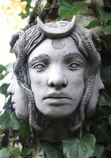 Listing image for Hecate Cement Garden Wall Hanging Pagan Goddess Statue Ornament Decoration Witch