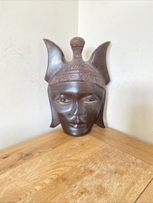 Listing image for Vintage West African Tribal Mask Ceremonial hand carved Ebony wood Ivory Coast