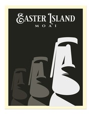 Listing image for Easter Island Moai Wall Art Poster - Modern Minimalist Decor