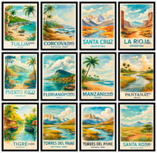 Listing image for Vintage Iconic Cities Around the World Poster Home Decor Wall Art A5 A4 A3