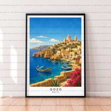 Listing image for Gozo Malta Unframed Illustration Print Poster Art Gozo Wall Art